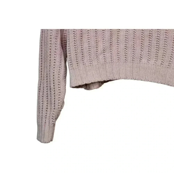 Vintage 80s 90s Cropped Sweater Size Medium Chunky Knit Crochet Ramie Cotton - Picture 3 of 11